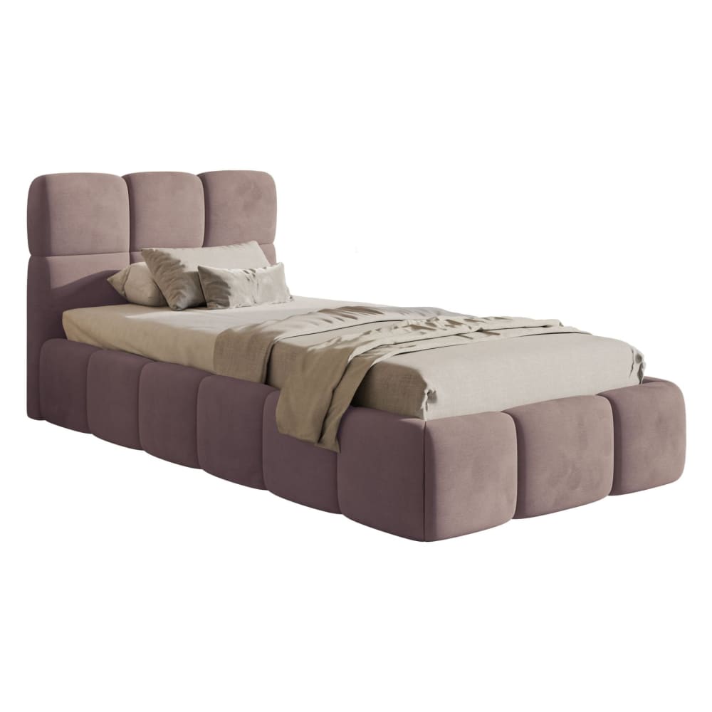 Lit rembourré 90x200 - velours rose