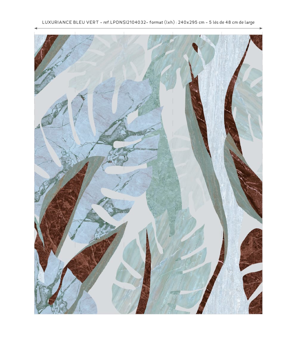 Papier peint panoramique Luxuriance Bleu - Vert — vue 4