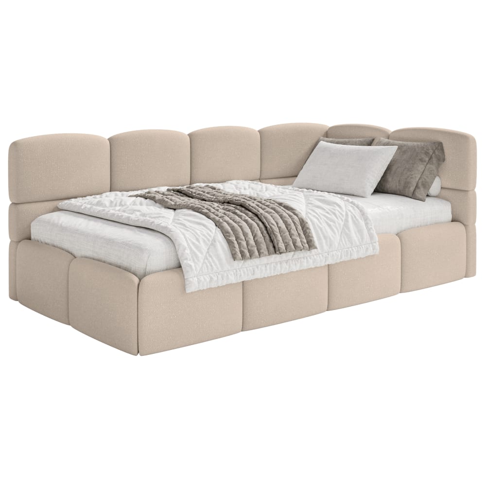 Lit ado 120 cm, chenille, droite, beige