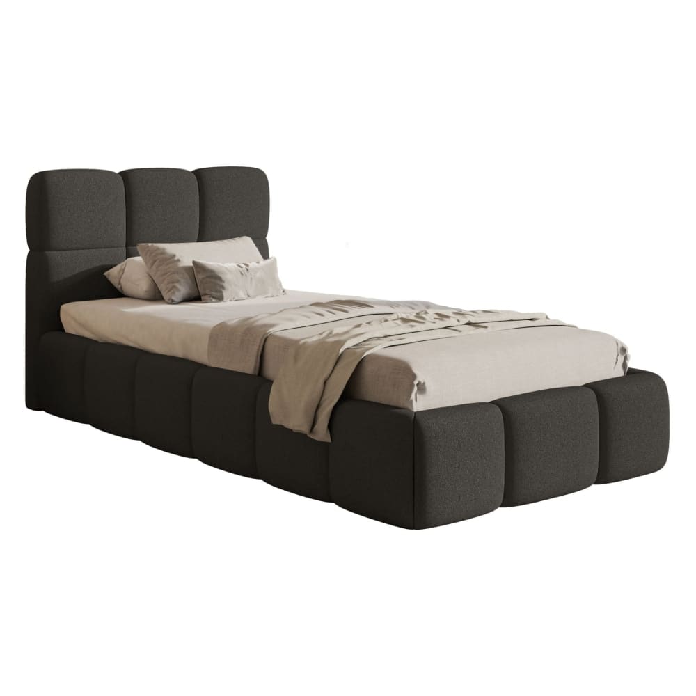 Selsey Polsterbett 90x200 cm, Chenille Graphit style modern Grau Stoff