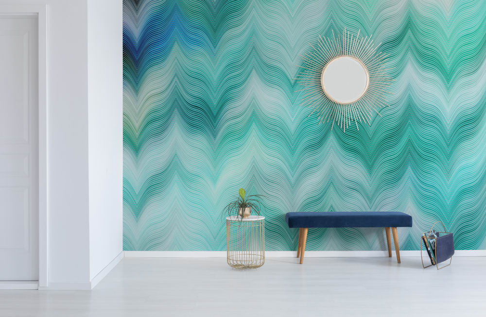 Papier peint panoramique Emerald Blue Waves — vue 4