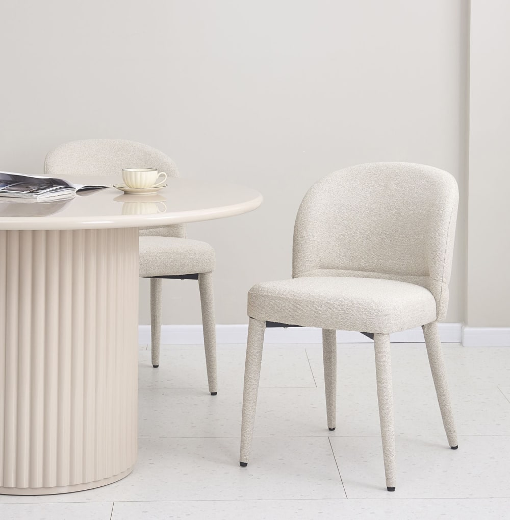 Esszimmerstuhl mit Bouclé-Bezug, Beige - Maisons Du Monde