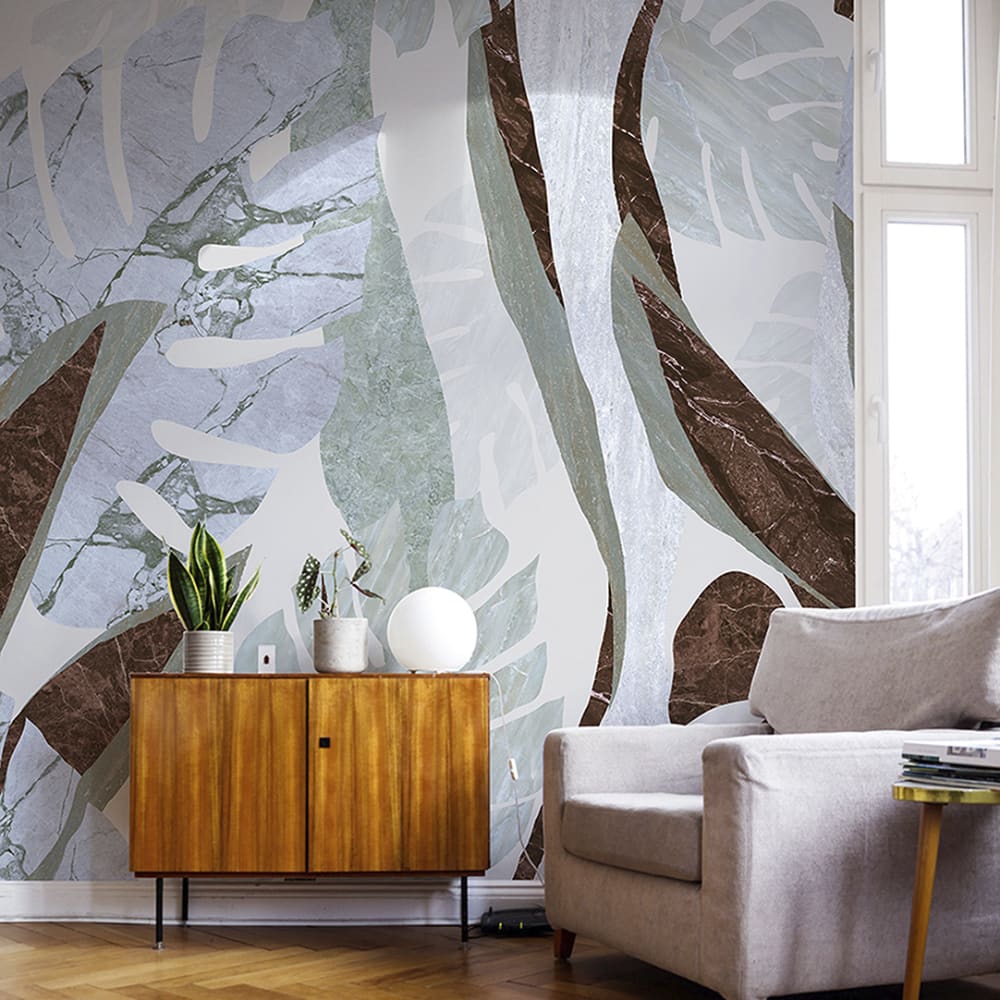 Papier peint panoramique Luxuriance Bleu - Vert — vue 4