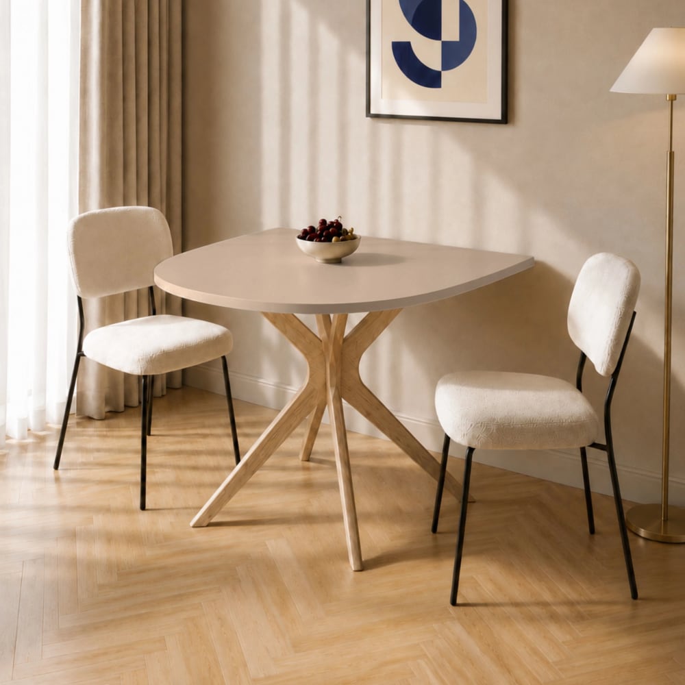 Ragaba Halbovaler Esstisch MDF beige | Esche style modern Braun Holz