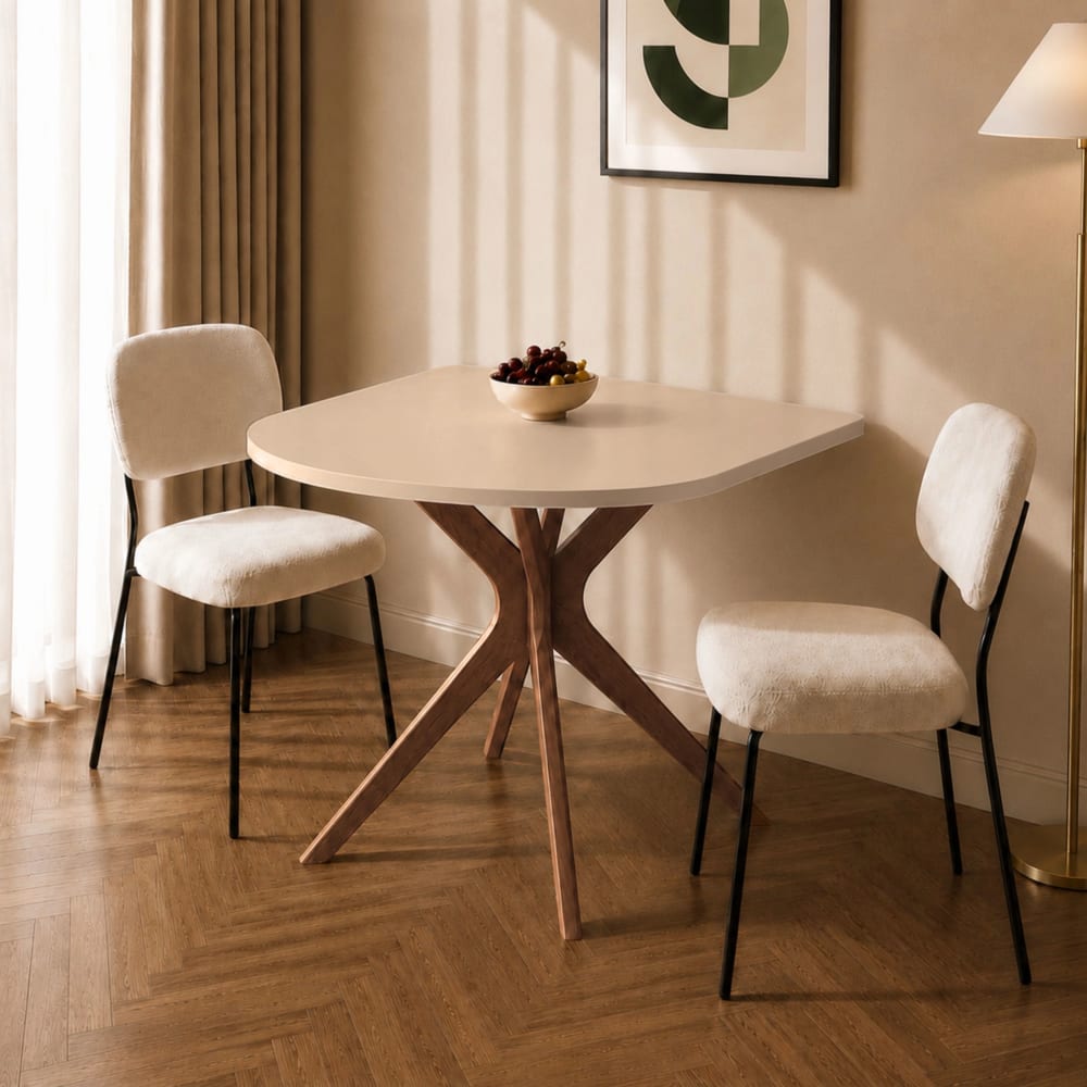 Halbovaler Esstisch MDF beige | Esche Eiche gebeizt - Maisons Du