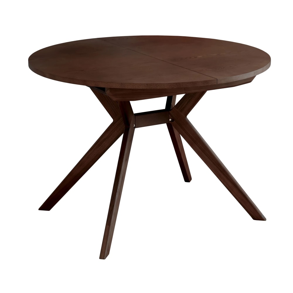 Ragaba Runder Ausziehtisch aus Massivesche und eschefurniertem MDF, Nussbaum style modern Braun Holz