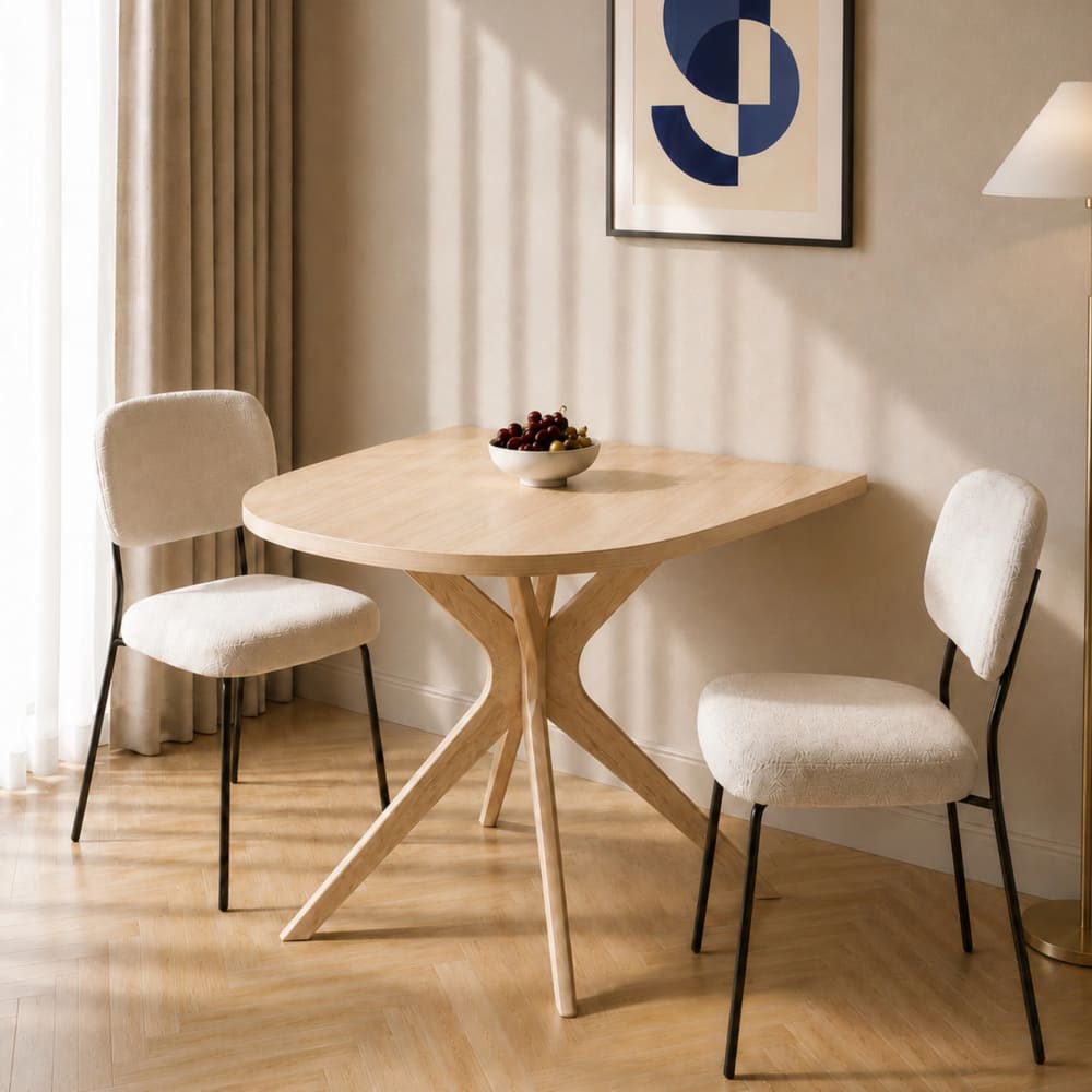 Ragaba Halbovaler Esstisch aus Massivesche und eschefurniertem MDF, Natur style modern Beige Holz