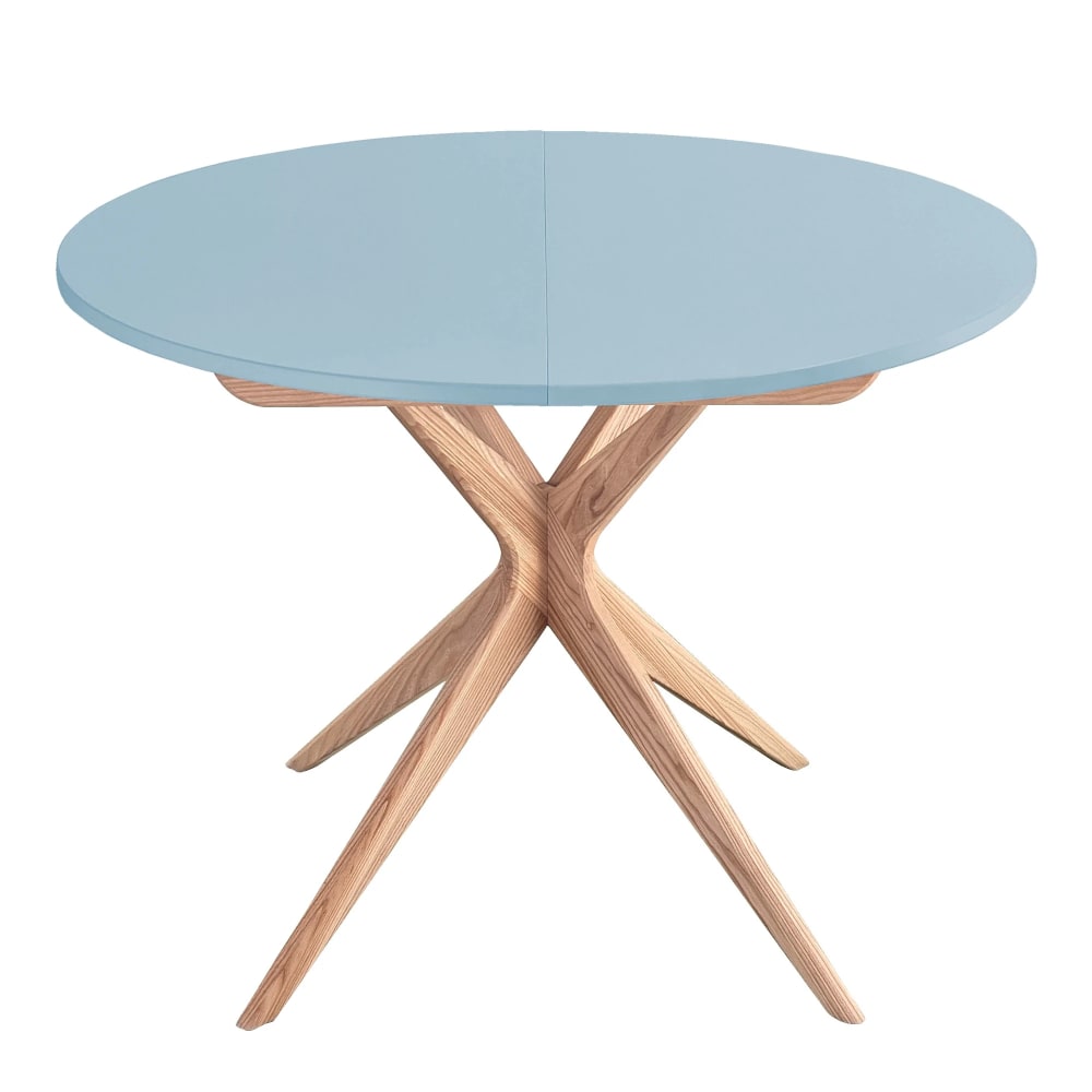 Ragaba Runder Ausziehbarer Esstisch, Massivesche, MDF, Taubenblau style modern - Holz