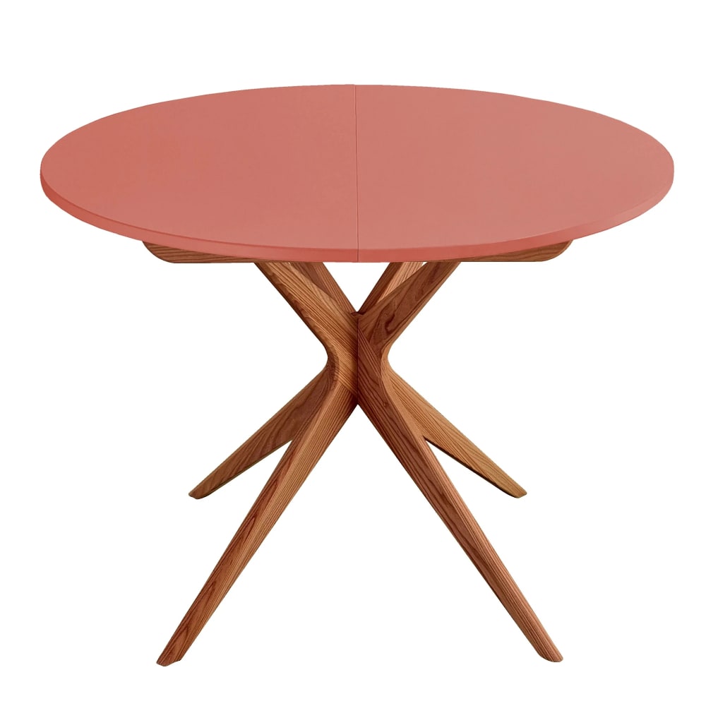 Ragaba Runder Ausziehbarer Esstisch, eichefarb Esche, MDF, Dunkel Koralle style modern Rosa Holz