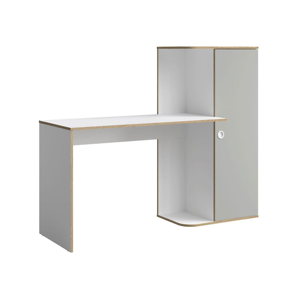 Feldmann-Wohnen Schreibtisch mit Stauraum aus Holz 160x53x128cm, weiß, lichtgrau style modern - Spanplatte