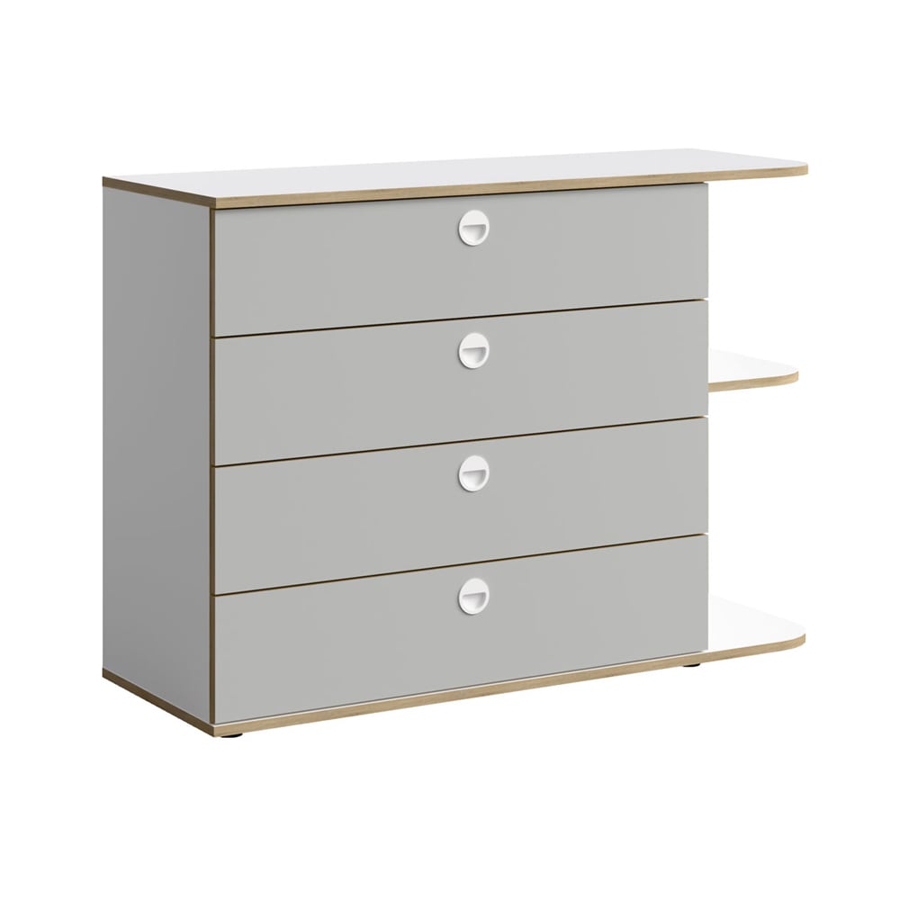 Feldmann-Wohnen Kommode mit Schubladen aus Holz, 116x42x82cm, weiß, grau, Eiche style modern - Spanplatte