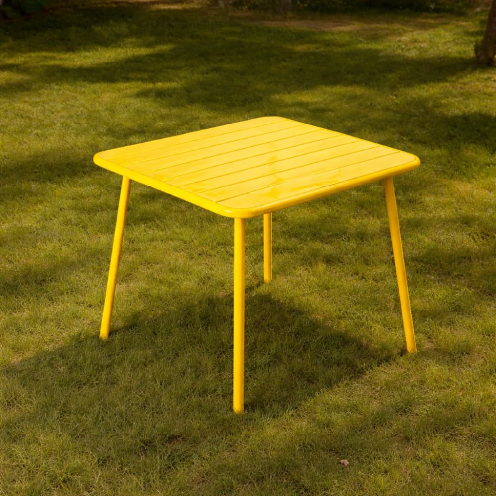 Table carrée 4 places 70x70cm jaune