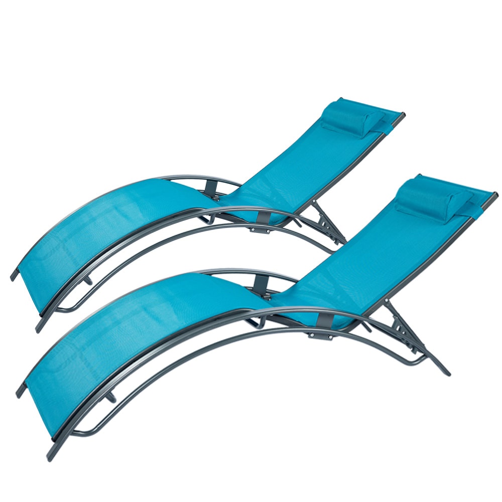 Lot de 2 transats ajustables gris et bleu