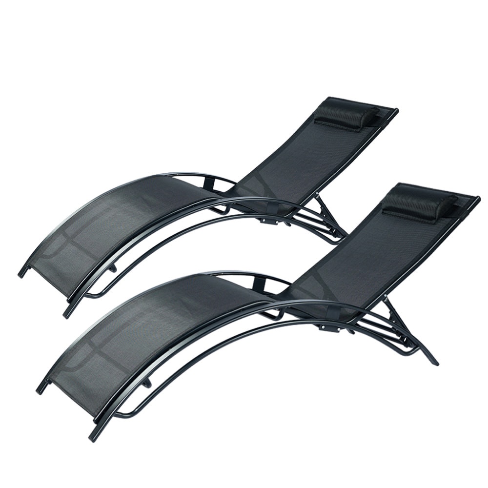 Lot de 2 transats ajustables noir