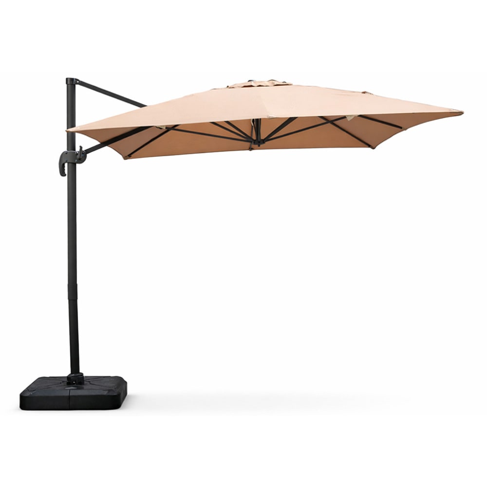 Parasol rectangulaire 3x4m déporté rotatif taupe en aluminium