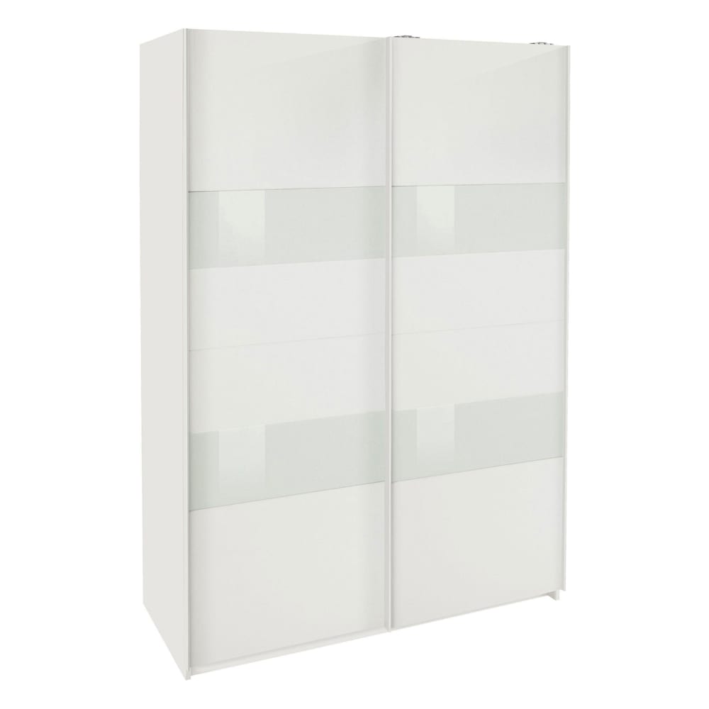 Feldmann-Wohnen Schwebetürenschrank Altona aus Holz, 135x64x198cm, weiß / Weißglas style modern - Spanplatte