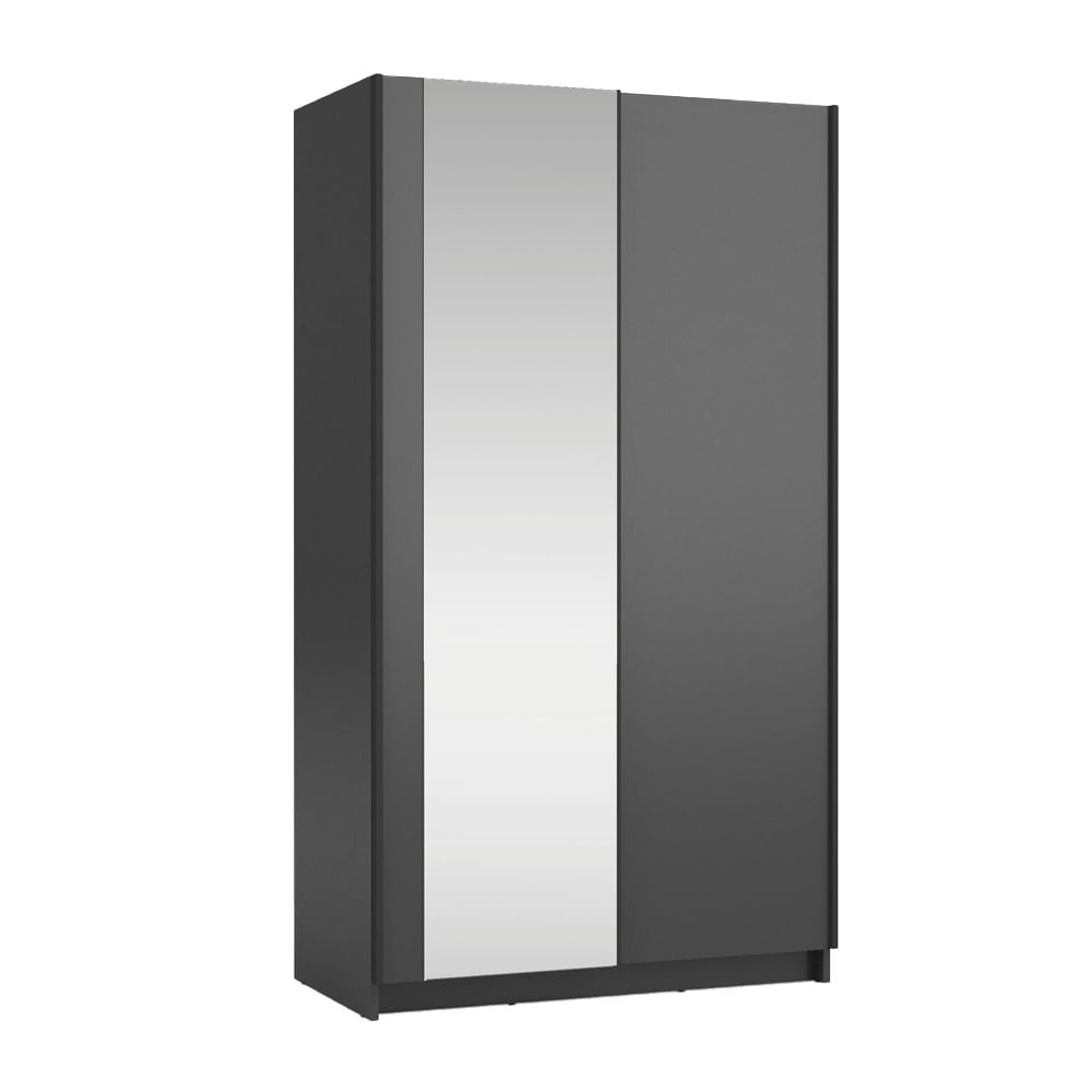 Feldmann-Wohnen Schwebetürenschrank mit Spiegel aus Holz 100x54x182cm, schwarz style modern - Spanplatte