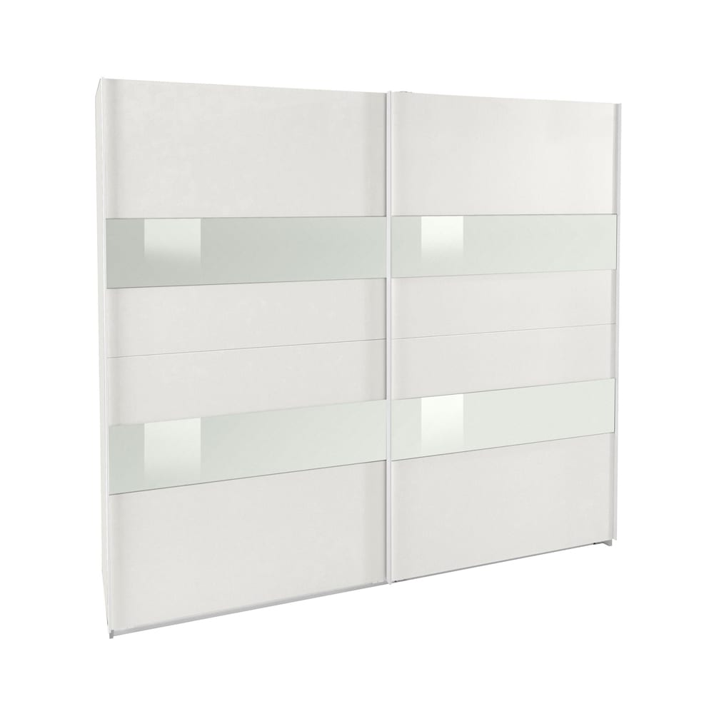 Feldmann-Wohnen Schwebetürenschrank Altona aus Holz, 225x65x208cm, weiß / Weißglas style modern - Spanplatte