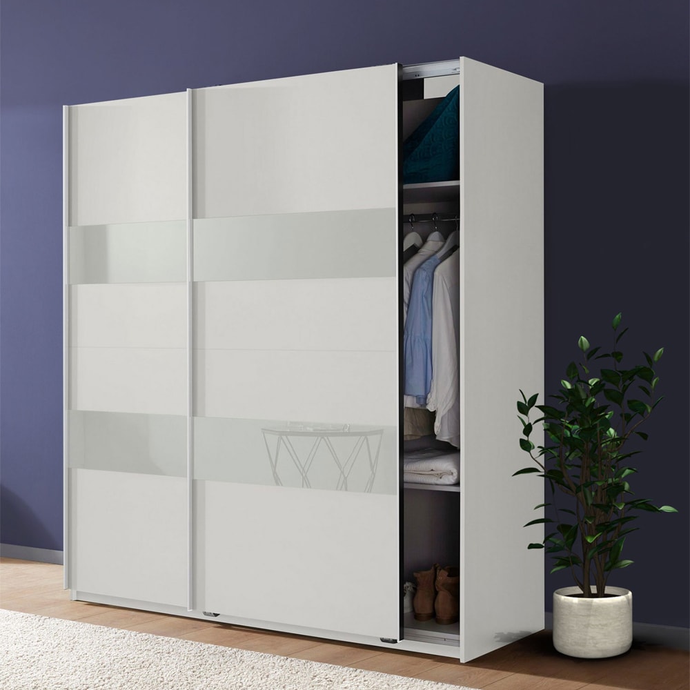 Schwebetürenschrank Altona aus Holz, 225x65x208cm, weiß /