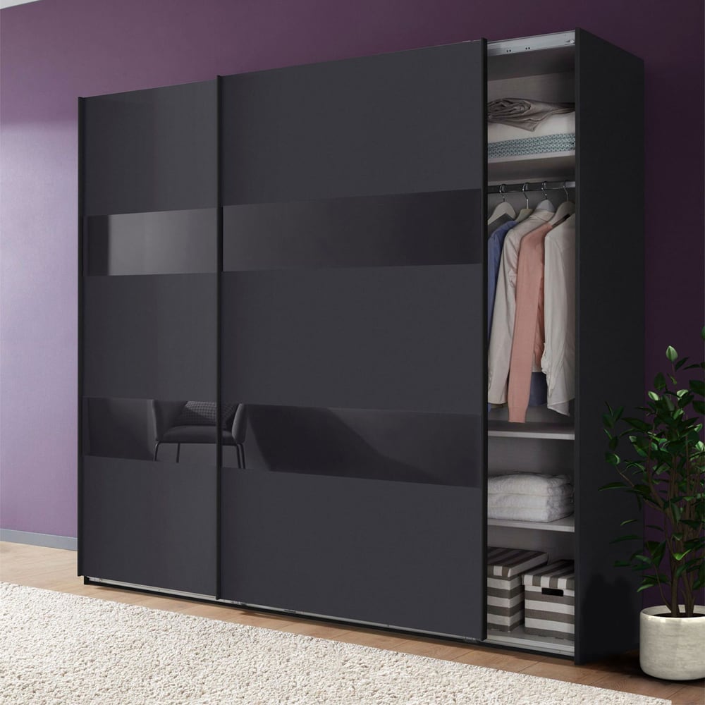 Schwebetürenschrank Altona aus Holz, 225x65x236cm, graphit /