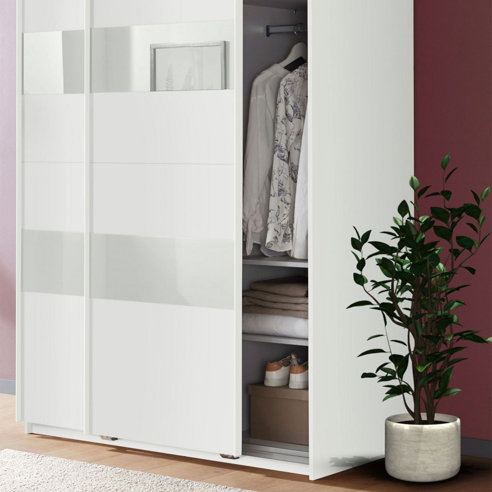 Schwebetürenschrank Altona aus Holz, 180x64x198cm, weiß /