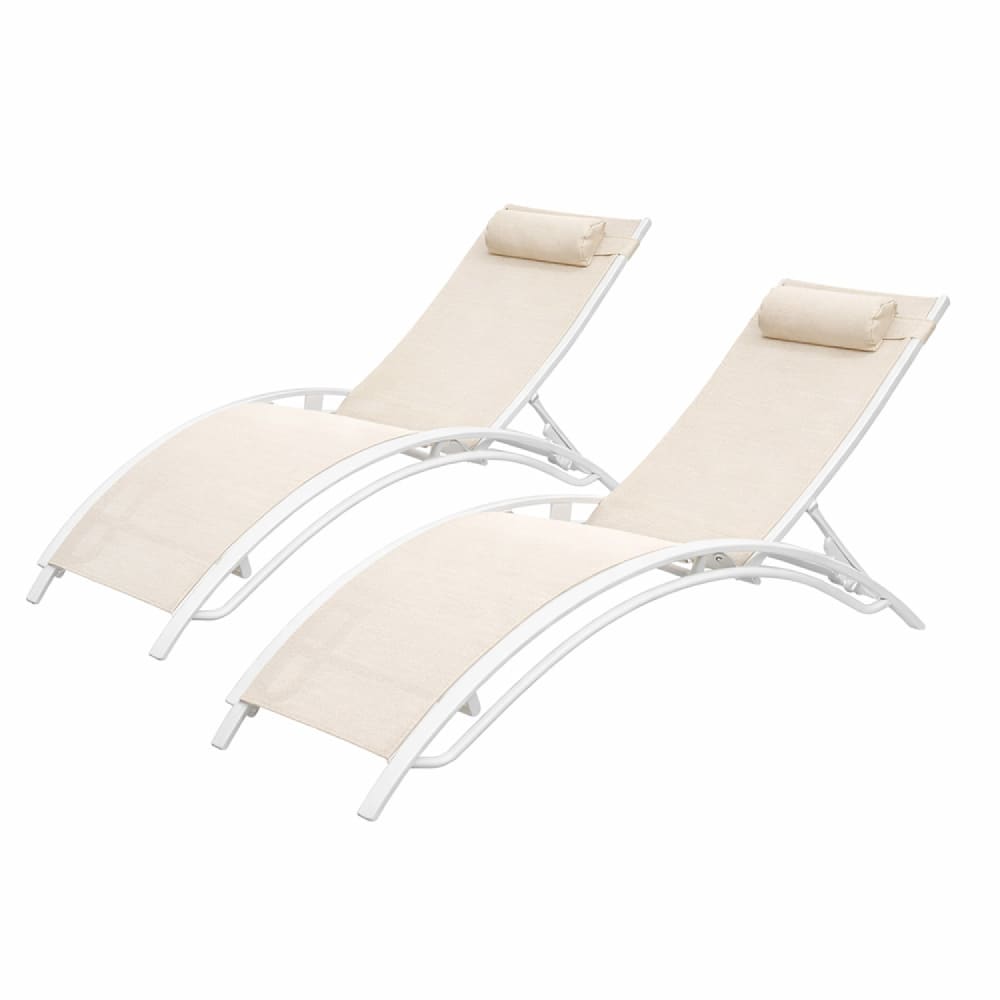 Lot de 2 transats ajustables blanc et écru