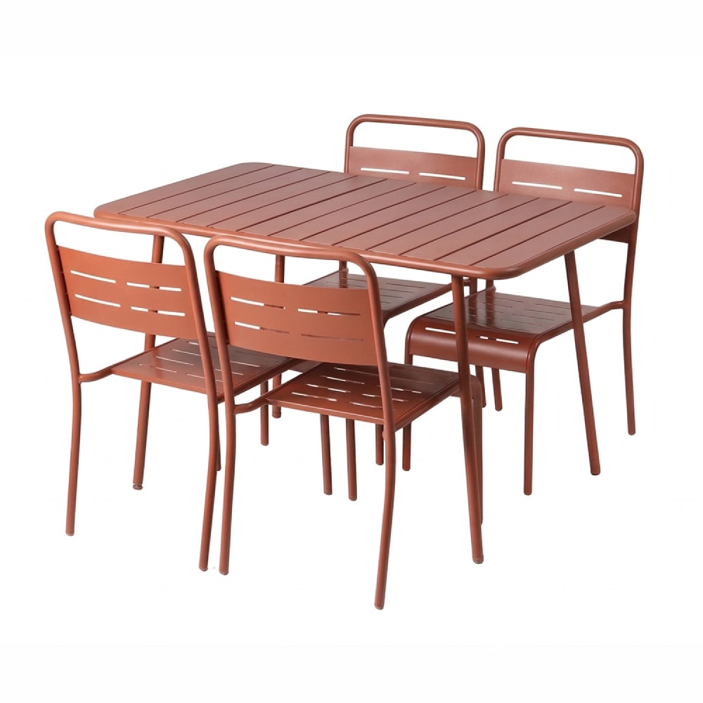 Ensemble table de jardin 120 cm et 4 chaises terracotta Ensemble table de jardin 120 cm et 4 chaises terracotta