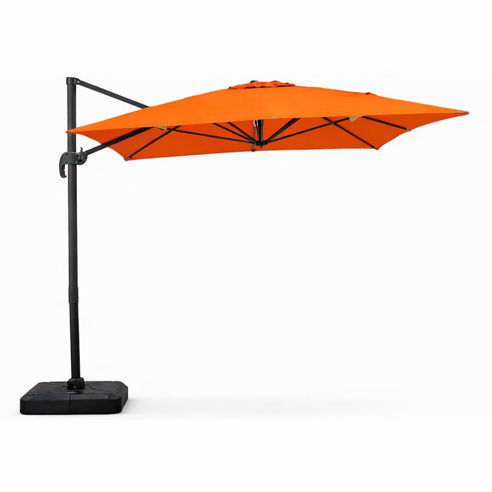 Parasol rectangulaire 3x4m déporté rotatif orange en aluminium