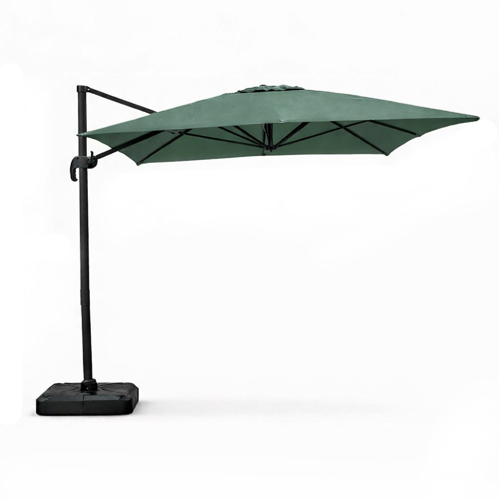 Parasol rectangulaire 3x4m déporté rotatif vert en aluminium