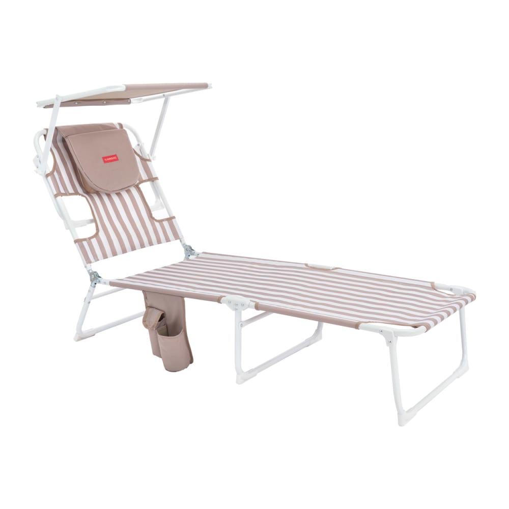 Transat pliable parasol aluminium polyester beige