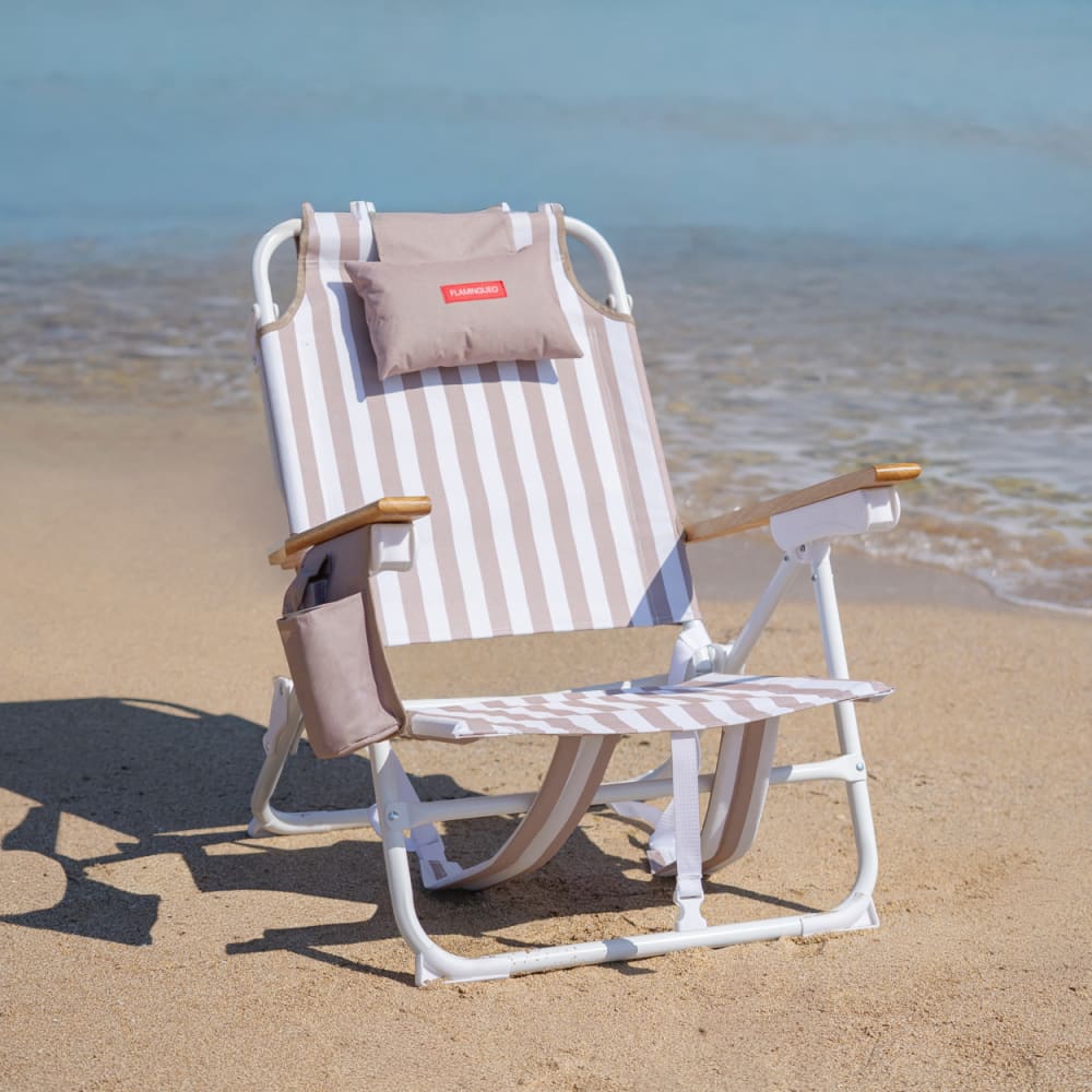 Chaise plage inclinable 5 positions aluminium beige