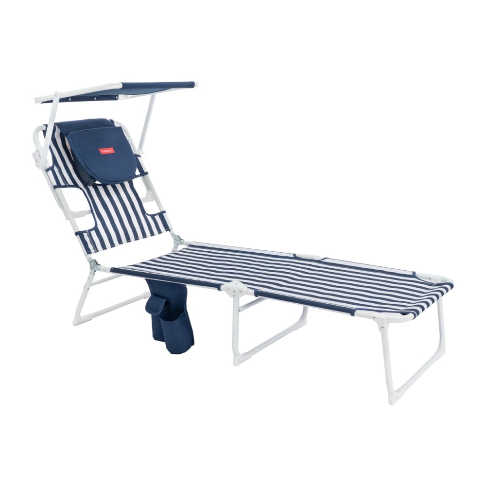 Transat pliable parasol aluminium polyester bleu