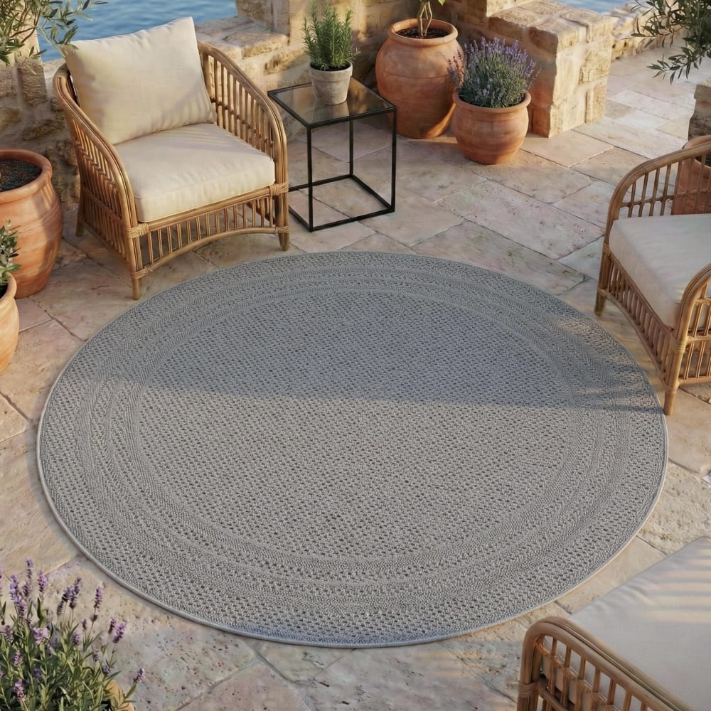 Tapis extérieur rond gris 120cm — vue 3