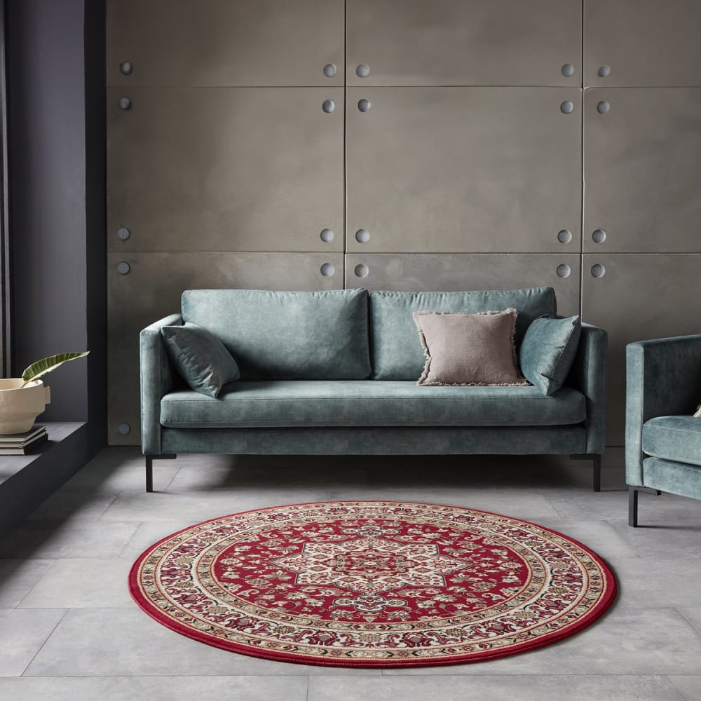 Tapis rond oriental shiraz rouge 160cm — vue 3