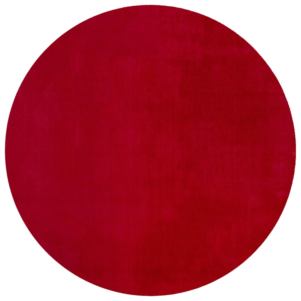 Tapis rond à poils doux lavable rouge 80x80cm