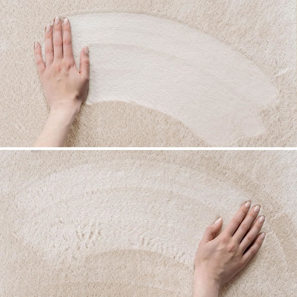 Tapis rond à poils doux lavable crème 160x160cm — vue 4