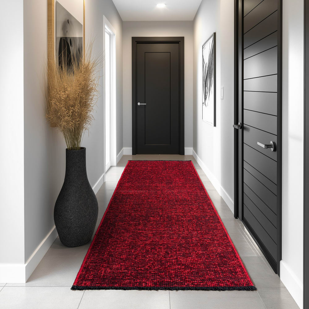 Tapis moderne tissage plat à franges - rouge 120x170cm — vue 4