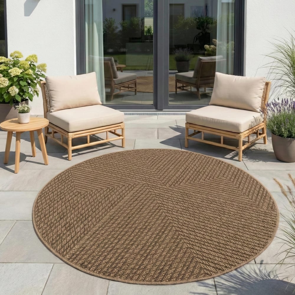 Tapis rond aspect jute à motifs géométrique 160cm — vue 3