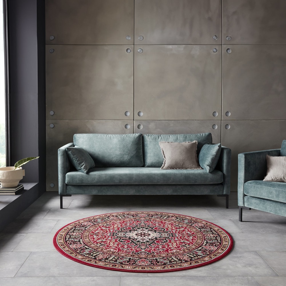 Tapis rond oriental ispahan rouge 160cm — vue 3