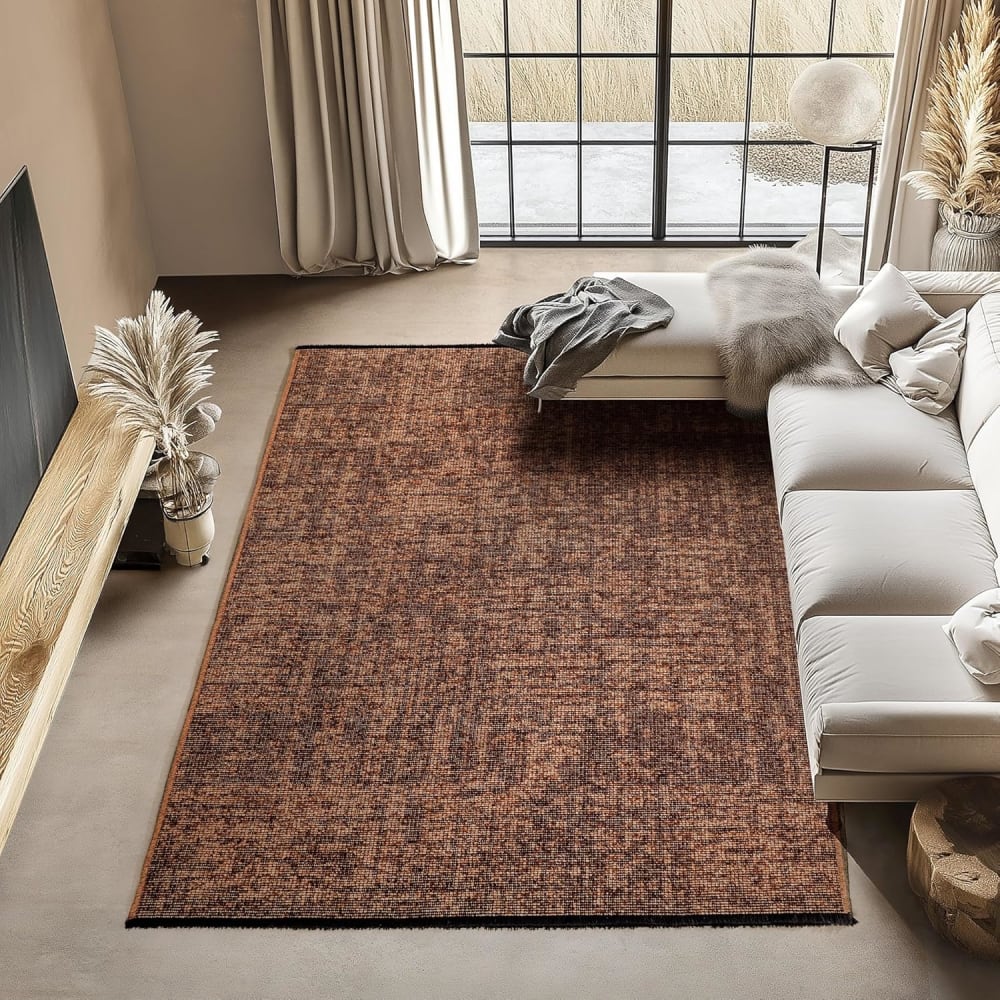 Tapis moderne tissage plat à franges - terracotta 120x170cm — vue 3