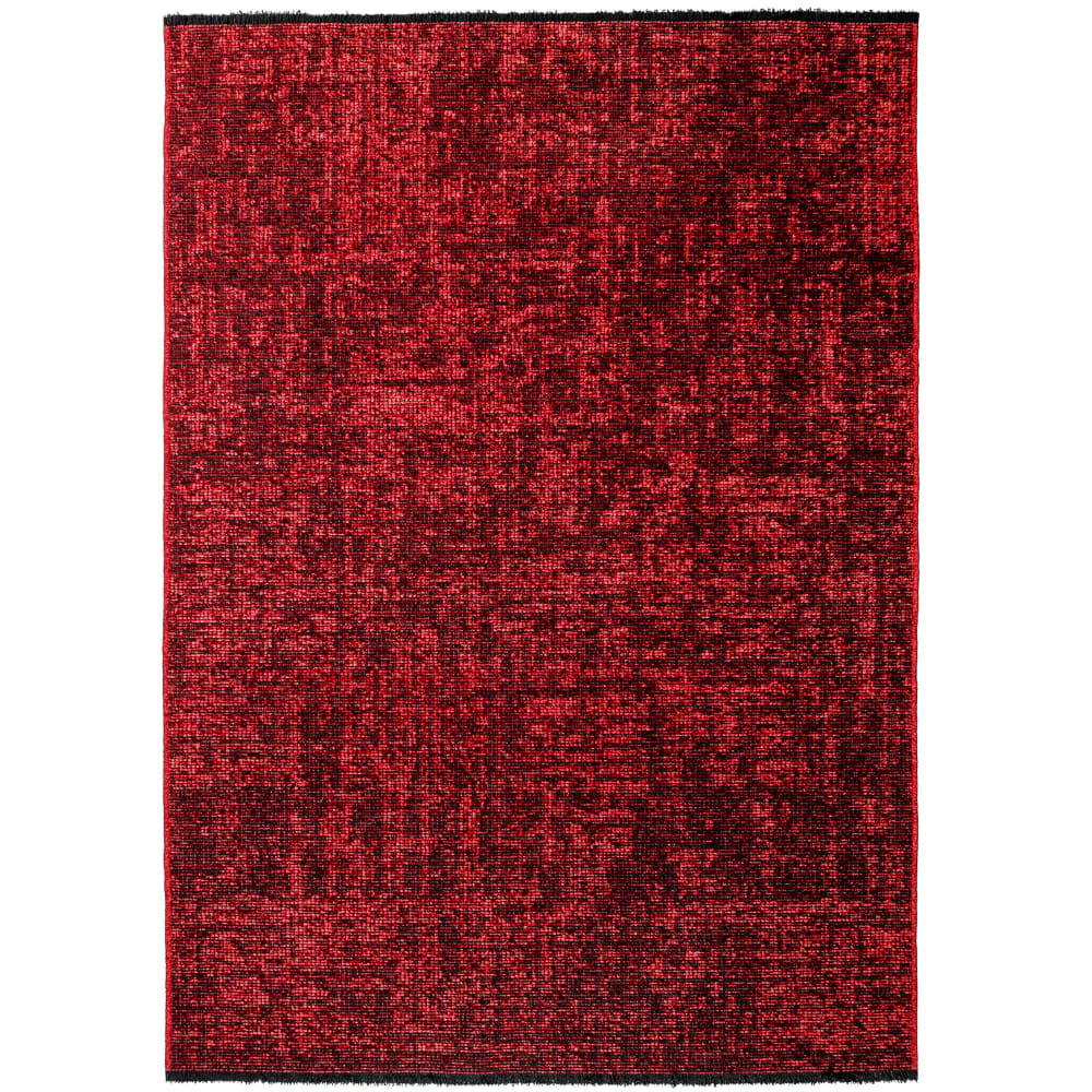 Tapis moderne tissage plat à franges - rouge 80x150cm