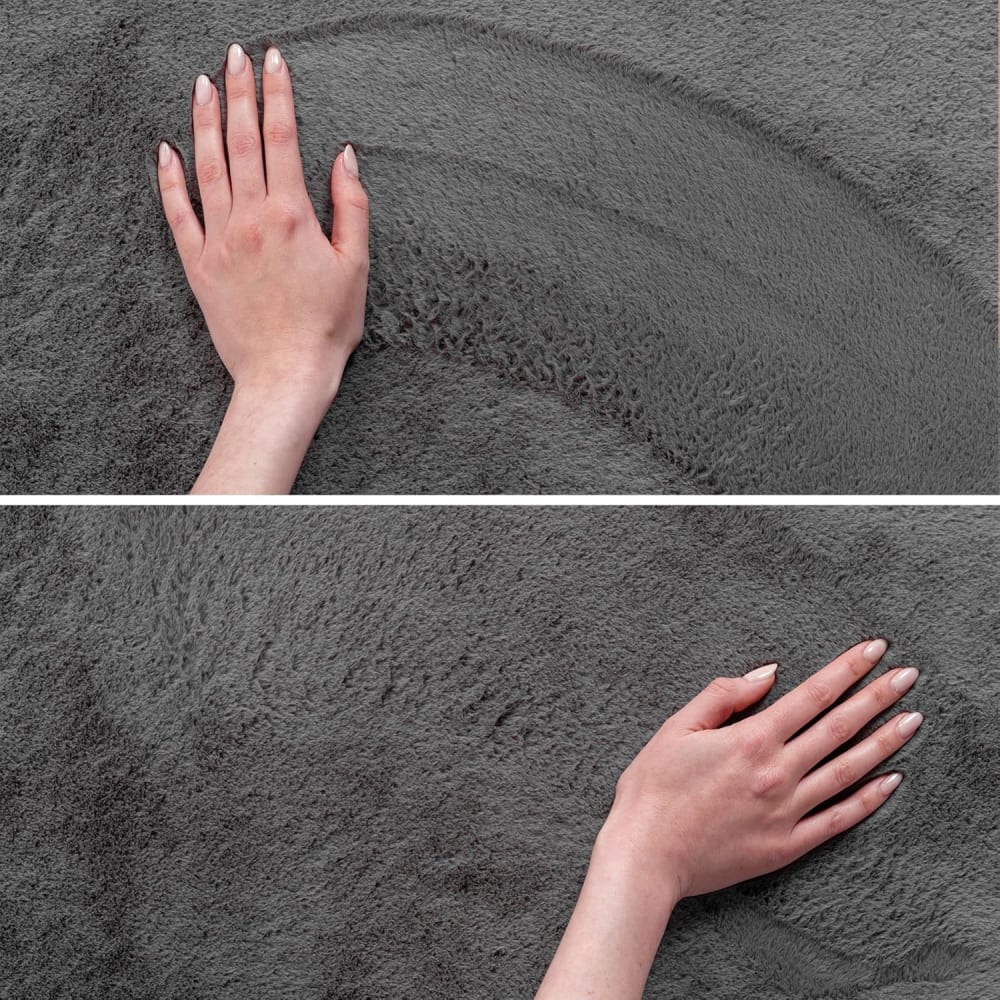 Tapis rond à poils doux lavable gris 160x160cm — vue 4
