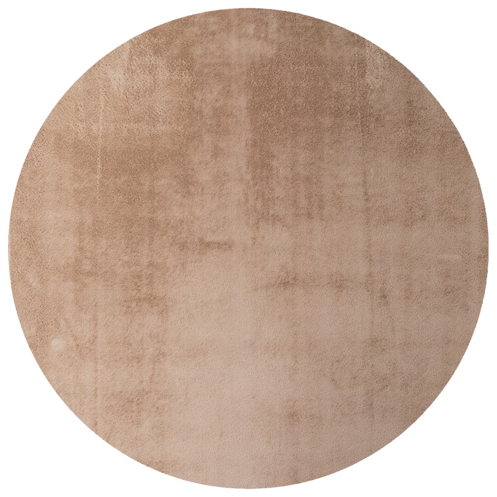 Tapis rond à poils doux lavable beige 80x80cm