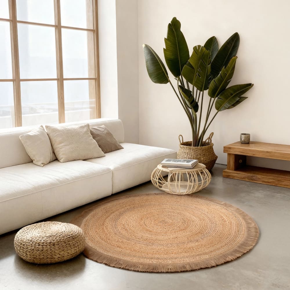 Tapis rond en jute à franges 200cm — vue 3