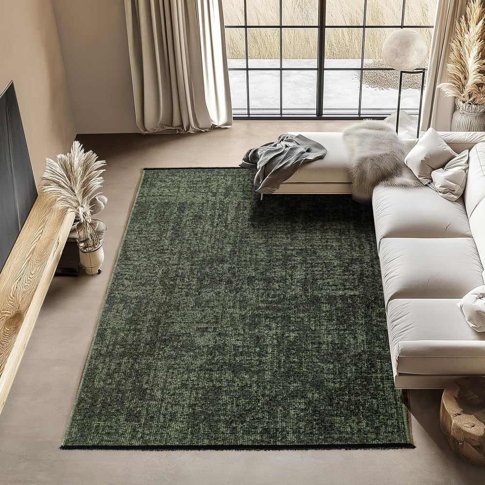 Tapis moderne tissage plat à franges - vert 120x170cm — vue 3