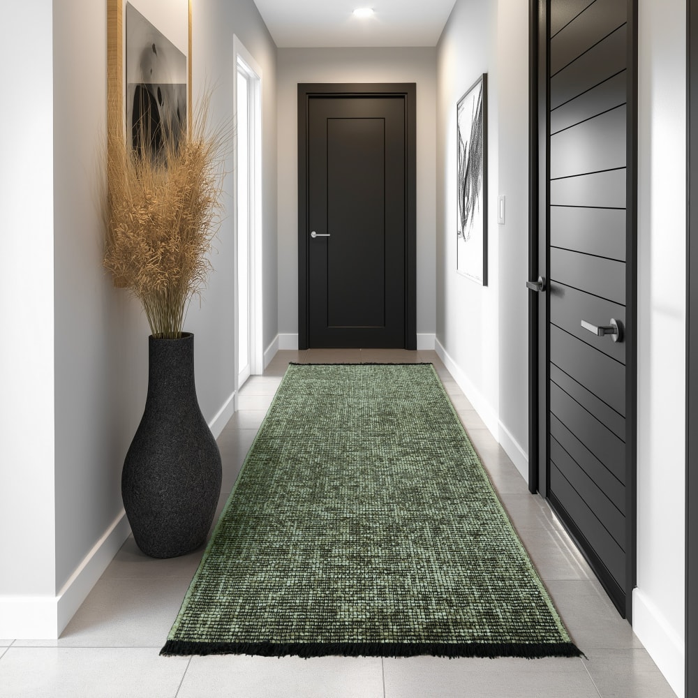 Tapis moderne tissage plat à franges - vert 120x170cm — vue 4