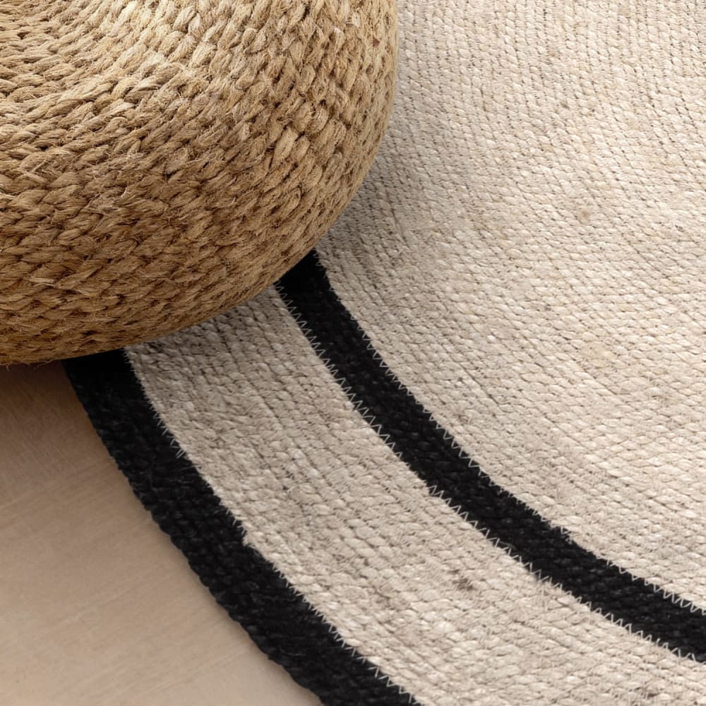 Tapis rond en jute ivoire et noir 200cm — vue 4