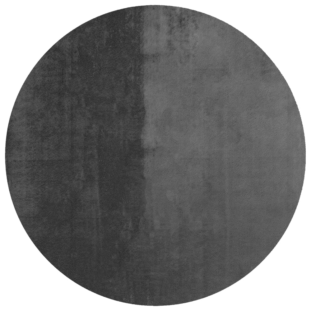 Tapis rond à poils doux lavable gris 80x80cm