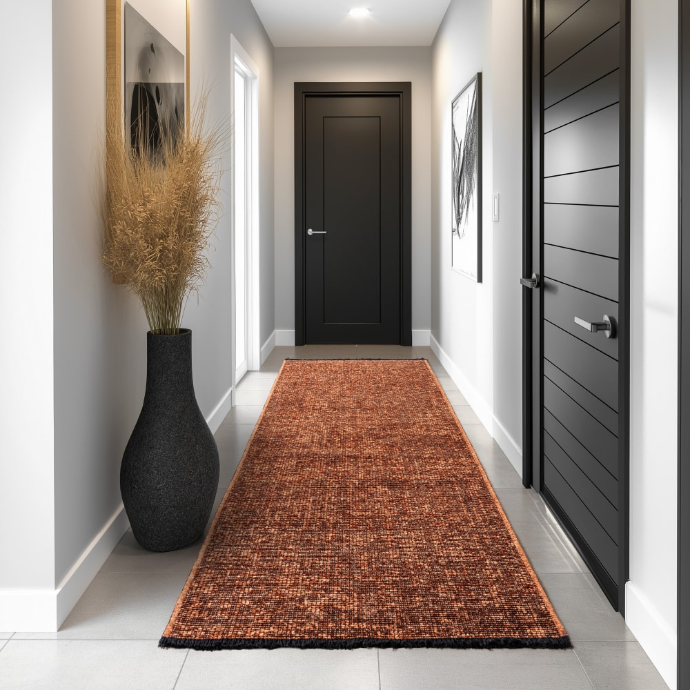 Tapis moderne tissage plat à franges - terracotta 240x340cm — vue 4
