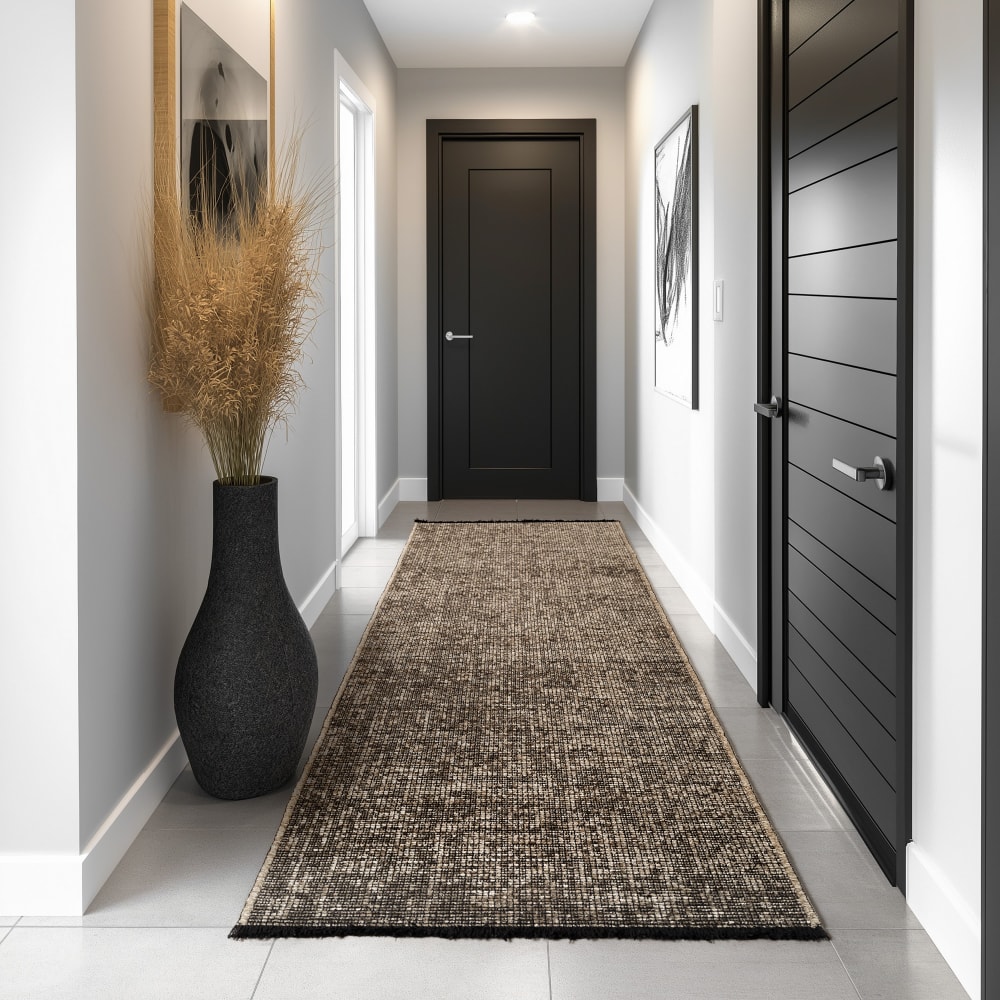 Tapis moderne tissage plat à franges - marron 120x170cm — vue 4